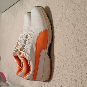 Puma Ignite Drive White Vibrant Orange Drizzle Golf Shoes - 12